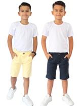 Kit 2 Bermudas Sarja jeans Masculina Infantil Confortável