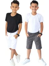 Kit 2 Bermudas Sarja jeans Masculina Infantil Confortável Infantil
