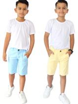 Kit 2 Bermudas Sarja jeans Masculina Infantil Confortável Infantil