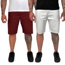 Kit 2 Bermudas Sarja Masculina Plus Size Tamanho 48 Ao 58