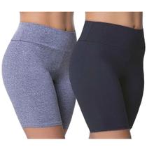 Kit 2 Bermudas Selene Básica Feminina - Preto e Cinza Kit 2 Bermudas Selene Básica Feminina - Preto e Cinza