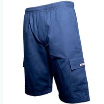 Kit 2 Bermudas Short Brim Cargo Sarja Elástico Cordão 5 Bolsos Masculino Uniforme