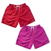 Kit 2 Bermudas Short Praia Neon Mauricinho Verão Cordão 003