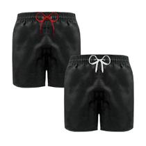 Kit 2 Bermudas Tactel Shorts Masculinos Praia Atacado Preto