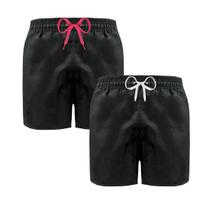 Kit 2 Bermudas Tactel Shorts Masculinos Praia Atacado Preto