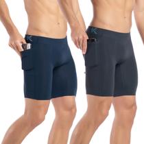 Kit 2 Bermudas térmica com bolso sem costura anti assadura corrida academia