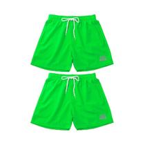 Kit 2 Bermudas Verde Neon Juvenil Infantil Masculino Elastano E Bolsos