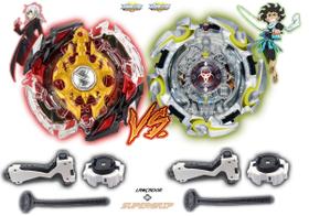 Kit 2 Beyblade Burst + 2 Lançador God Spriggan Vs Alter Chronos Shu e Cuza