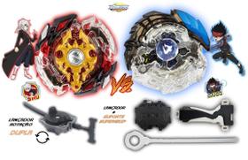 Kit 2 Beyblade Burst + 2 Lançador God Spriggan Vs Killer Deathscyter Shu e Daigo