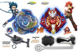 Kit 2 Beyblade Burst + 2 Lançador Valtryek Vs Xcalius X2 Valt e Xander