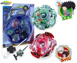Kit 2 Beyblade Burst + 2 Lançadores + Arena Kerbeus Vs Storm Spriggan Kit 2 Beyblade Burst + 2 Lançadores + Arena Kerbeus Vs Storm Spriggan