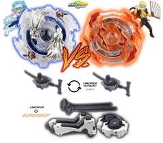 Kit 2 Beyblade Burst + 4 Lançadores Luinor Vs Roktavor Tornado Gyro