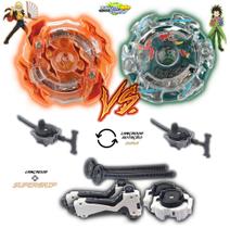 Kit 2 Beyblade Burst + 4 Lançadores Roktavor Vs Kerbeus Tornado Gyro