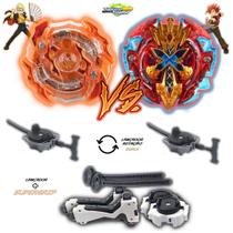 Kit 2 Beyblade Burst + 4 Lançadores Roktavor Vs Xcalius Beyblade - Tornado Gyro