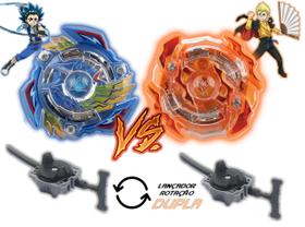 Kit 2 Beyblade Burst + 4 Lançadores Valtryek Vs Luinor Tornado Gyro