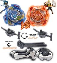 Kit 2 Beyblade Burst + 4 Lançadores Valtryek Vs Roktavor Tornado Gyro Kit 2 Beyblade Burst + 4 Lançadores Valtryek Vs Roktavor Tornado Gyro