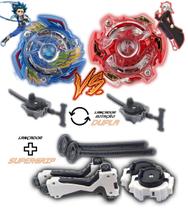 Kit 2 Beyblade Burst + 4 Lançadores Valtryek Vs Spryzen Tornado Gyro