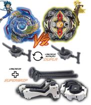 Kit 2 Beyblade Burst + 4 Lançadores Valtryek Vs Zilion Zeutron Tornado Gyro Kit 2 Beyblade Burst + 4 Lançadores Valtryek Vs Zilion Zeutron Tornado Gyro