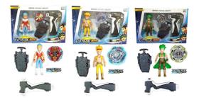 Kit 2 Beyblade Burst C/2 Super Lançador + 2 Grip + 2 Bonecos