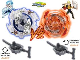 Kit 2 Beyblade Burst Luinor Vs Roktavor + 2 Lançadores Tornado Gyro