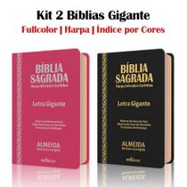 Kit 2 - Bíblia Sagrada - Gigante Luxo Pink e Preta ARC - João Ferreira de Almeida - Harpa e Índice por Cores Kit 2 - Bíblia Sagrada - Gigante Luxo Pink e Preta ARC - João Ferreira de Almeida - Harpa e Índice por Cores