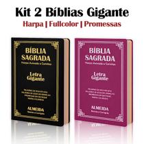 Kit 2 - Bíblia Sagrada Gigante Popular Preta e Pink ARC - João Ferreira de Almeida - Harpa Kit 2 - Bíblia Sagrada Gigante Popular Preta e Pink ARC - João Ferreira de Almeida - Harpa