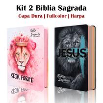 Kit 2 - Bíblia Sagrada Gigante Seja Forte e Leão de Judá ARC - João Ferreira de Almeida - Harpa