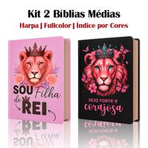 Kit 2 - Bíblia Sagrada - Leão Borboleta e Leão Filha do Rei ARC - João Ferreira de Almeida - Índice por Cores Kit 2 - Bíblia Sagrada - Leão Borboleta e Leão Filha do Rei ARC - João Ferreira de Almeida - Índice por Cores