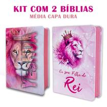 Kit 2 Bíblias Letra Grande Luxo com Harpa - Edição de Promessas