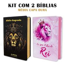 Kit 2 Bíblias Letra Grande Luxo com Harpa - Edição de Promessas