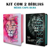 Kit 2 Bíblias Letra Grande Luxo com Harpa