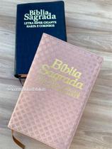 KIT 2 BIBLIAS preta e rosa xadrez - Letras Gigantes Evangélica Com Harpa E Corinhos Indice