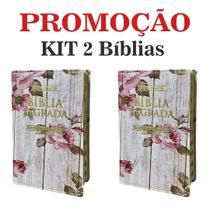 Kit 2 Bíblias Sagrada Letra Gigante C/ Harpa - Luxo - 2 ROMANTIC - Tam - 14x21 cm