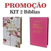 Kit 2 Bíblias Sagrada Letra Gigante C/ Harpa - Luxo - PINK E ROMANTIC - Tam - 14x21 cm