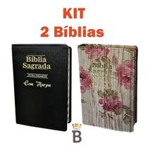 Kit 2 Bíblias Sagrada Letra Gigante C/ Harpa - Luxo