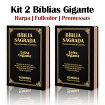 Kit 2 Biblias Sagrada Letra Gigante Luxo Popular - Preta - Com Harpa - RC Kit 2 Biblias Sagrada Letra Gigante Luxo Popular - Preta - Com Harpa - RC