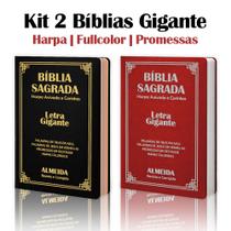 Kit 2 Biblias Sagrada Letra Gigante Luxo Popular - Preto e vermelha Com Harpa - RC Kit 2 Biblias Sagrada Letra Gigante Luxo Popular - Preto e vermelha Com Harpa - RC