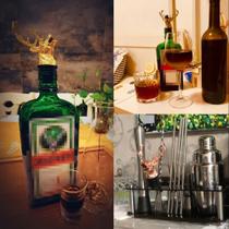 Kit 2 Bico Dosador Decorativo Cabeça de Alce Cromado Tampa Para Vinho Whisky Azeite e Bebidas