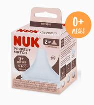 Kit 2 Bicos Silicone NUK P/Mamadeira Perfect Match Fluxo S Lento 0+ Meses