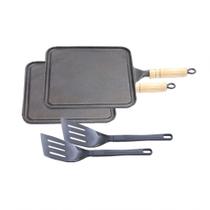 Kit 2 Bifeteiras Antiaderente Lisa 23X23Cm E 2 Espátulas Kit 2 Bifeteiras Antiaderente Lisa 23X23Cm E 2 Espátulas