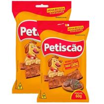 Kit 2 Bifinho Mastigável Petiscão Sabor Carne 60g
