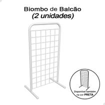 Kit 2 Biombo Expositor Mini De Balcão Aramado 60cm Loja Branco
