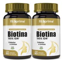 Kit 2 Biotina 150% Cabelos E Unhas Firmeza & Crescimento 60 Cápsulas Fitoprime