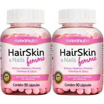 Kit 2 Biotina Gelatina Minerais Viaminas e Silício HairSkin e Nails Femme Maxinutri
