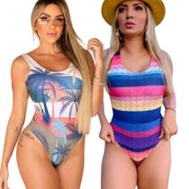 Kit 2 Biquini Maio Feminino Praia Moda Verde Body Maio Gold