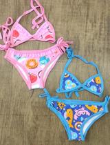 Kit 2 Biquini Menina Praia Com Estampas Alegres Kit 2 Biquini Menina Praia Com Estampas Alegres