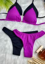 Kit 2 Biquinis Cortininha Canelado Texturizado Calcinha Asa Delta Fio Duplo de Amarrar Kit 2 Biquinis Cortininha Canelado Texturizado Calcinha Asa Delta Fio Duplo de Amarrar