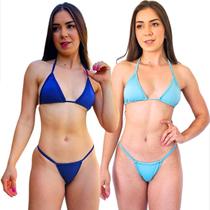 Kit 2 Biquinis Fio Dental Cortininha Bronze Sem Bojo Marquinha Proteção Solar Cavado Praia Piscina Fiozinho Kit 2 Biquinis Fio Dental Cortininha Bronze Sem Bojo Marquinha Proteção Solar Cavado Praia Piscina Fiozinho