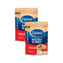 Kit 2 Biscoito Arroz Integral Camil com Pimenta 150g Kit 2 Biscoito Arroz Integral Camil com Pimenta 150g