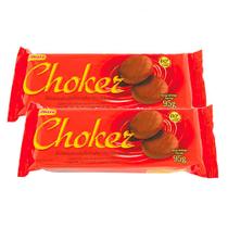 Kit 2 Biscoito Choker Cobertura Chocolate Ao Leite 95g